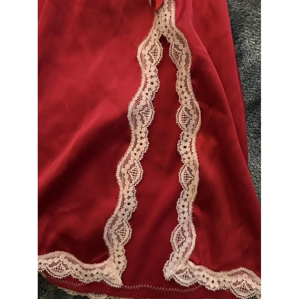 Vintage Y2K Lace Slip Dress Red White Women's Large Shift‎ Romantic Holiday Sexy - Picture 3 of 7